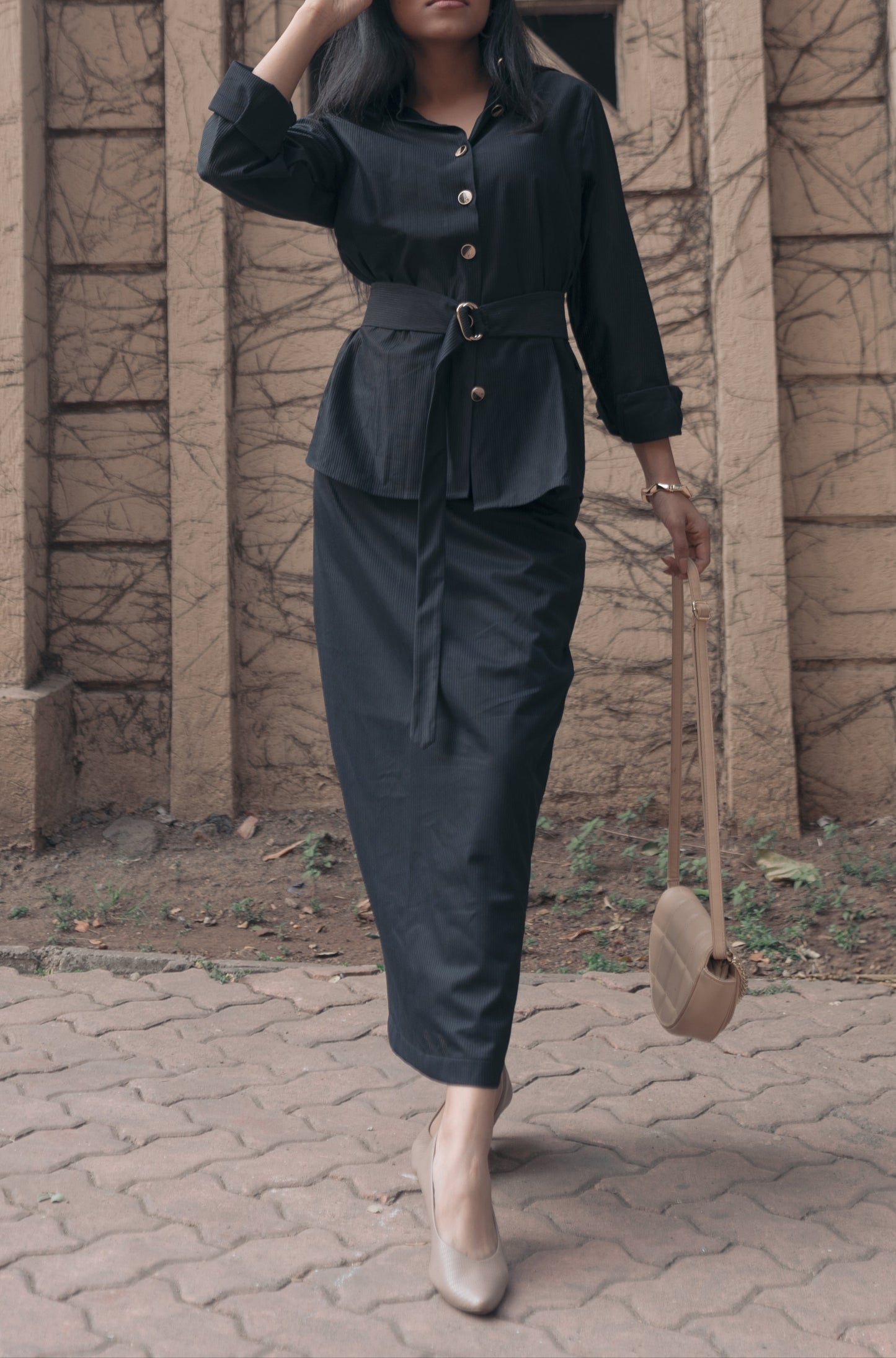 Stealth Black Fitted Skirt