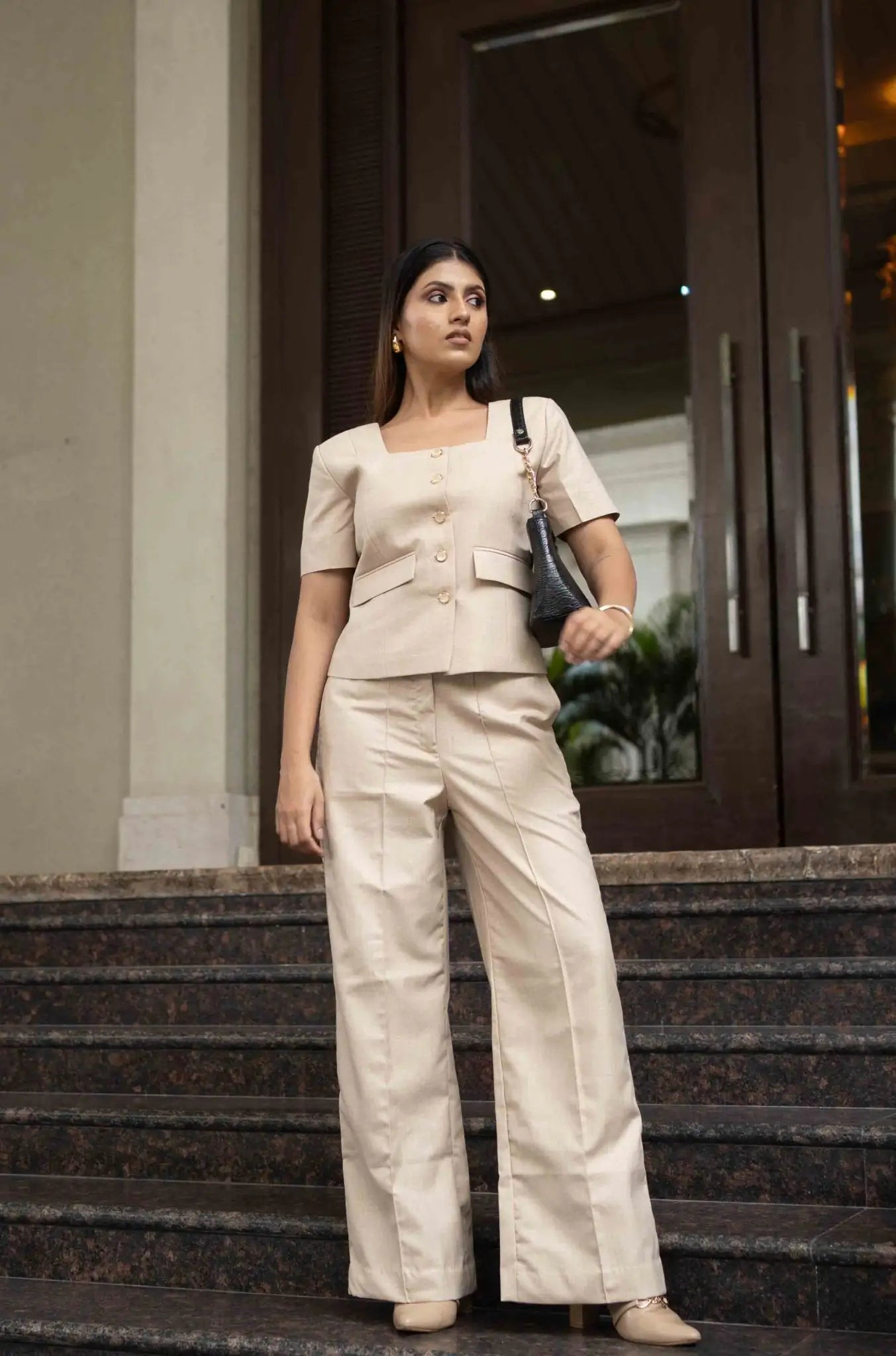 , MidWeek Women's Formal Wear - Workwear Style India, Mystic Sand Waistcoat & Pant Set - Midweek - Set