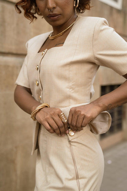 Mystic Sand Skirt with side pleats