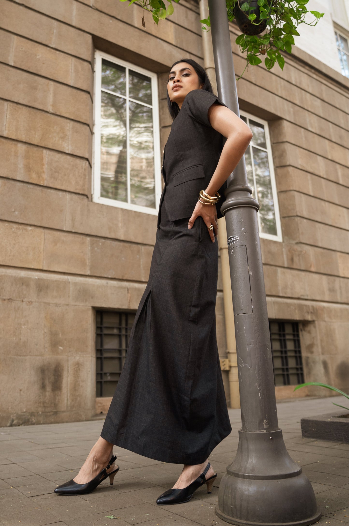 Carbon Black Waistcoat & Skirt Set