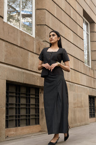 Carbon Black Waistcoat & Skirt Set