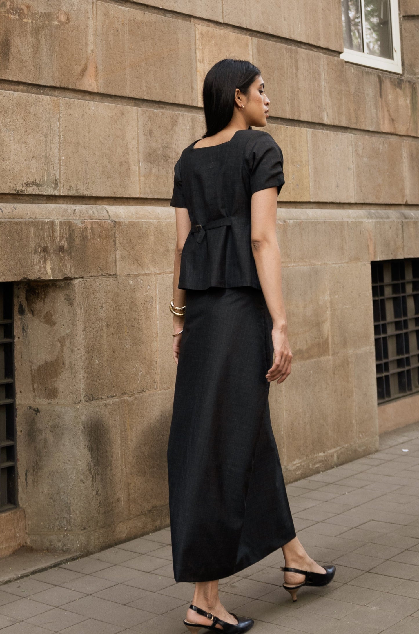 Carbon Black Waistcoat & Skirt Set