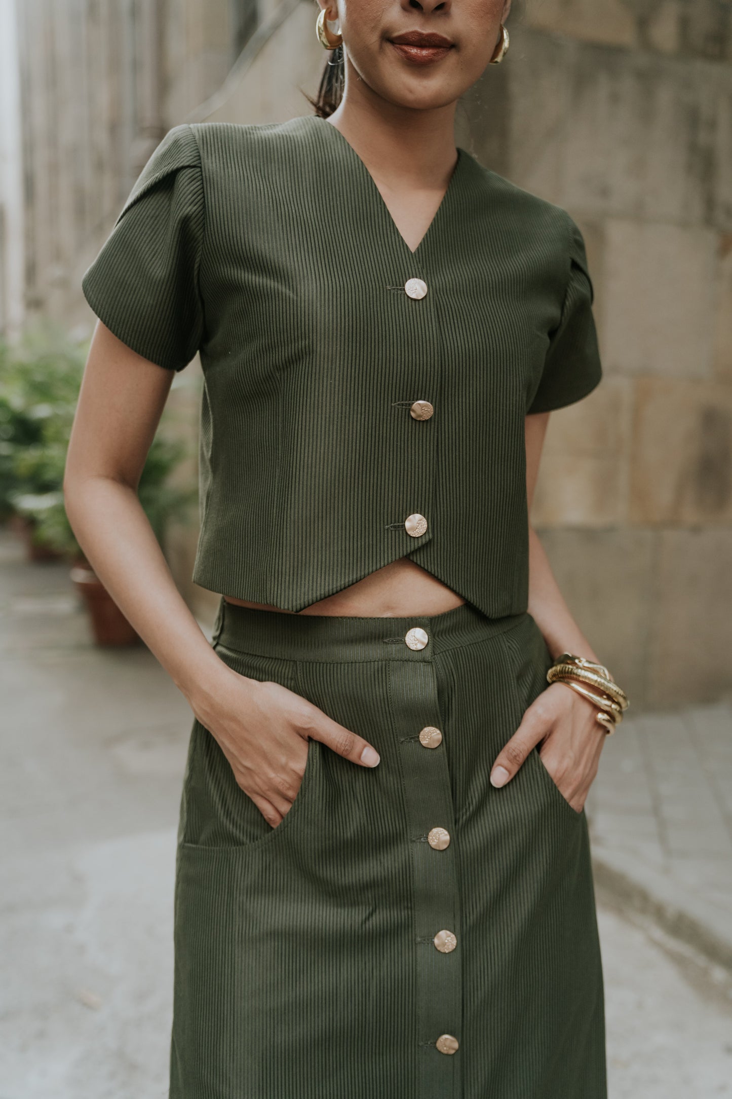 Ironwood Green Rose Petals Waistcoat