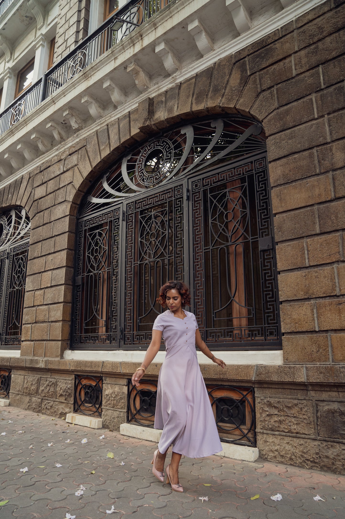 Lavender Panel Detailed Dress