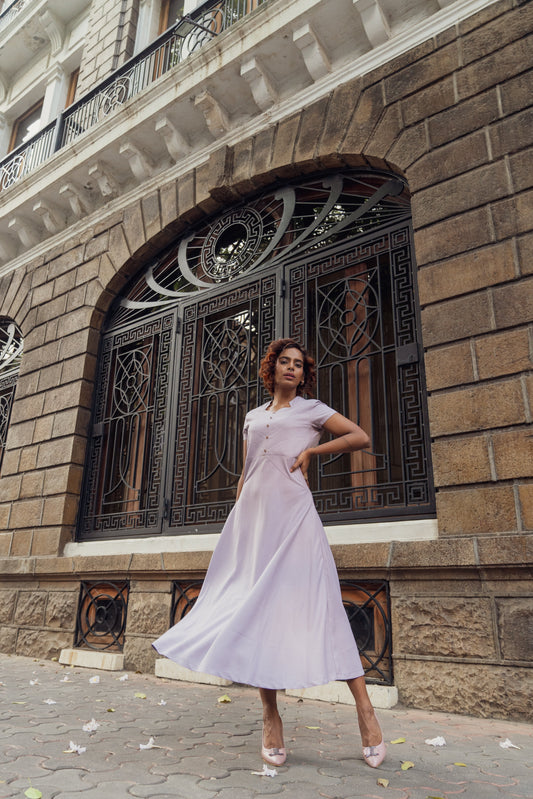 Lavender Panel Detailed Dress