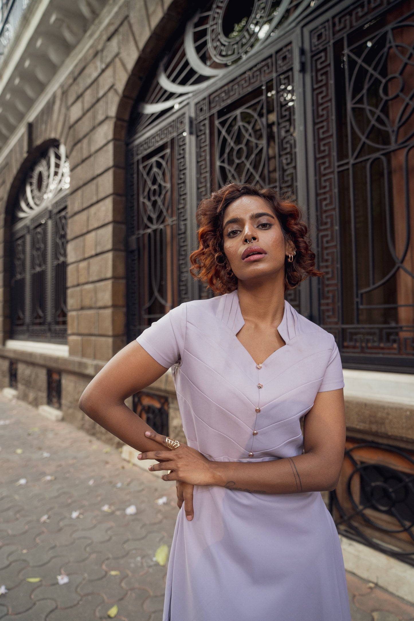 Lavender Panel Detailed Dress