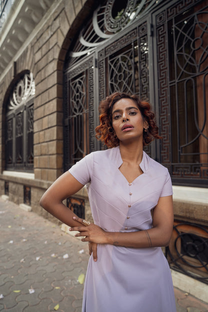 Lavender Panel Detailed Dress