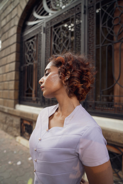 Lavender Panel Detailed Dress