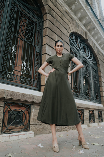 Military Luxe Panel Detailed Dress