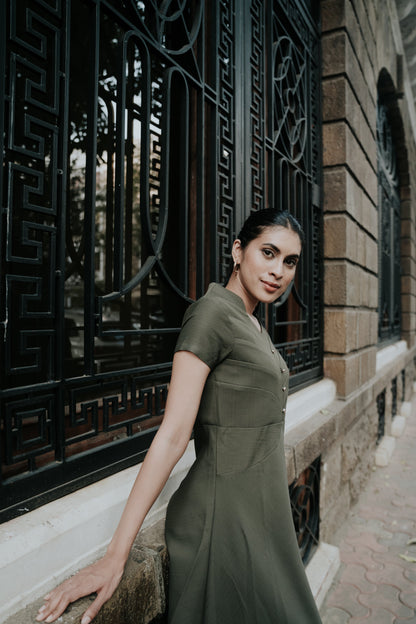 Military Luxe Panel Detailed Dress