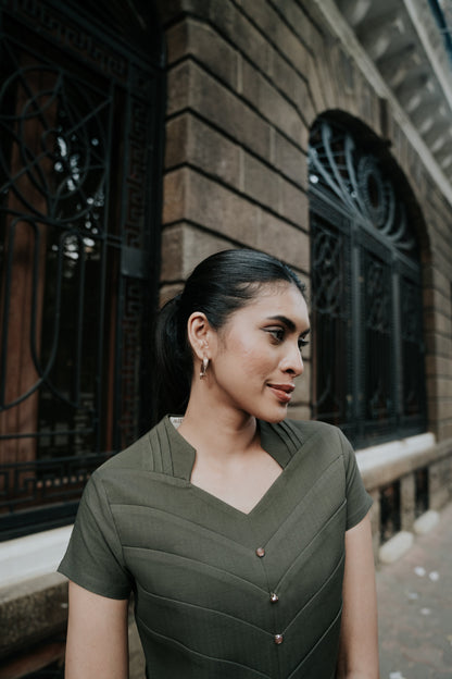 Military Luxe Panel Detailed Dress