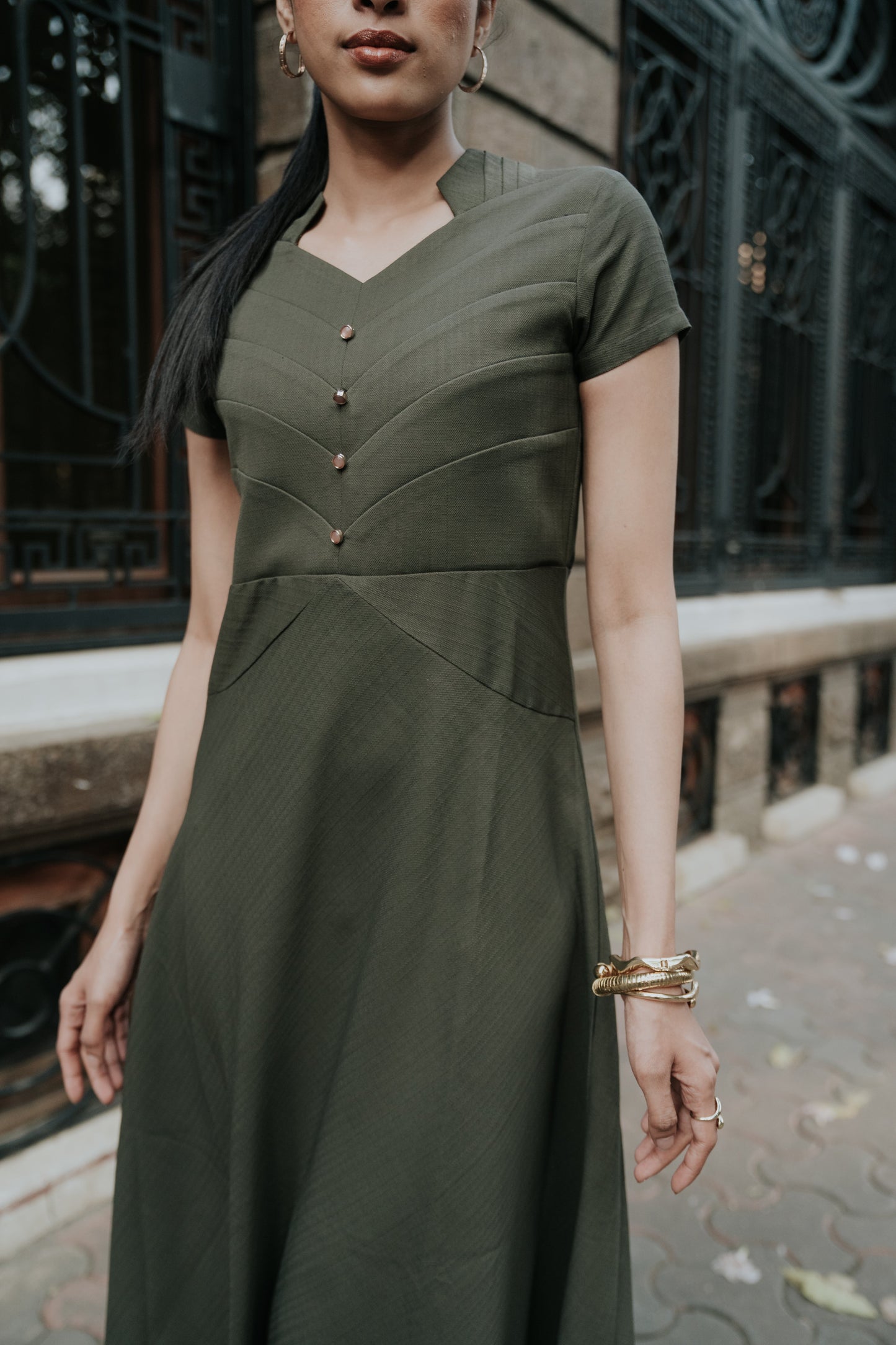 Military Luxe Panel Detailed Dress