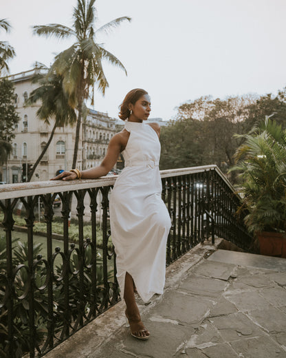 Stonewhite Chalk Halter Neck Dress