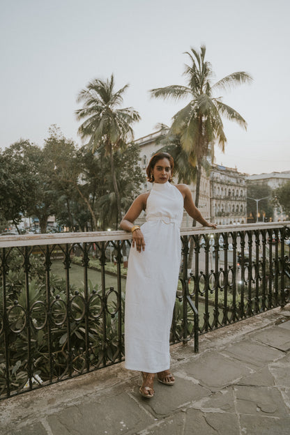 Stonewhite Chalk Halter Neck Dress
