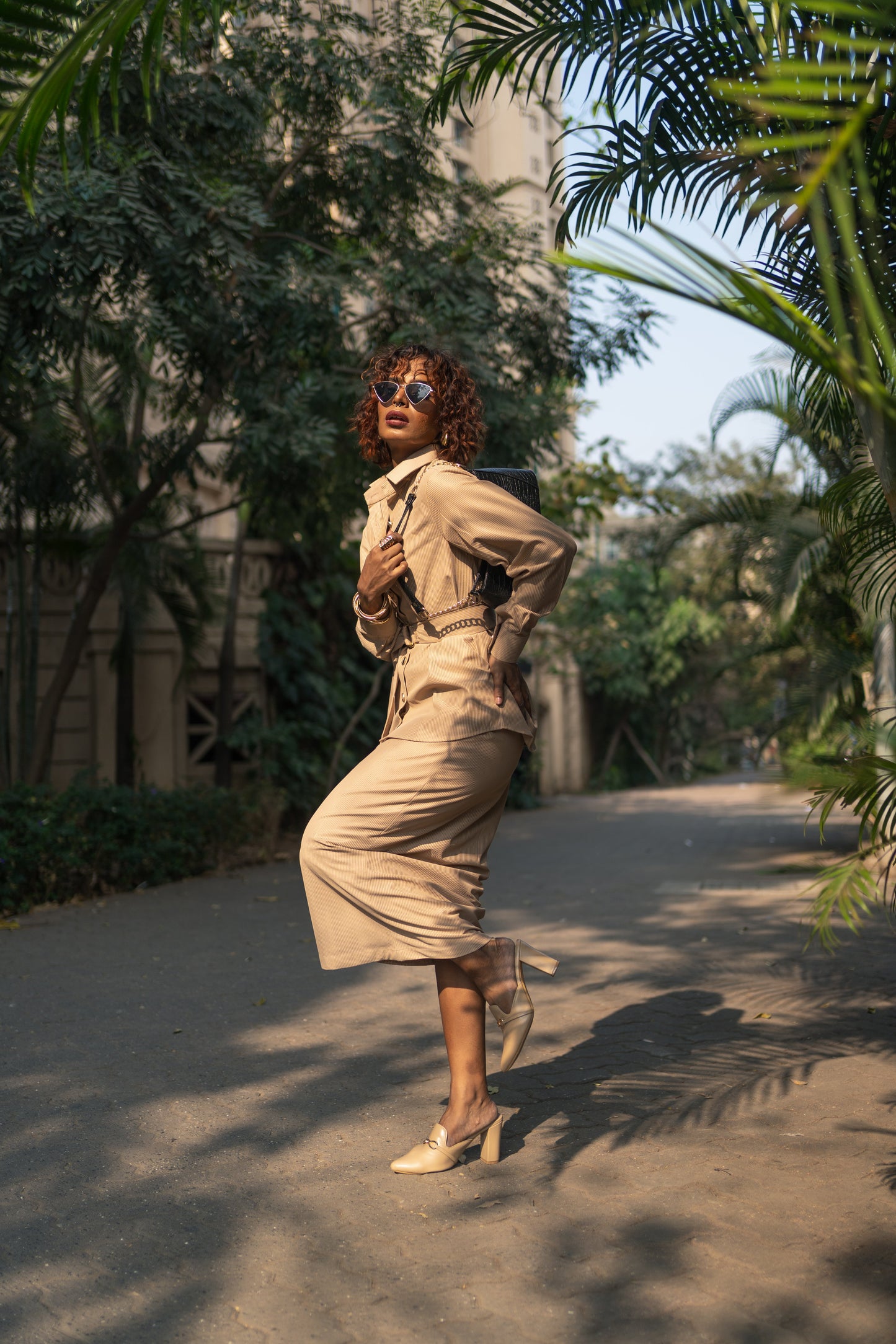 Timber Beige Fitted Skirt