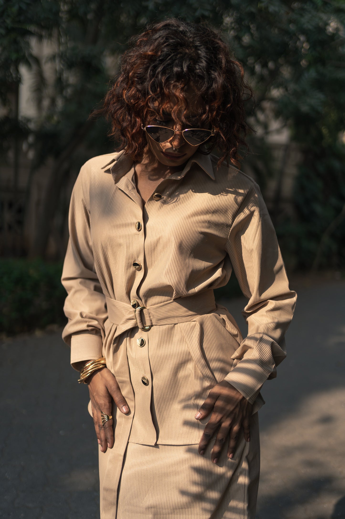 Timber Beige Fitted Skirt