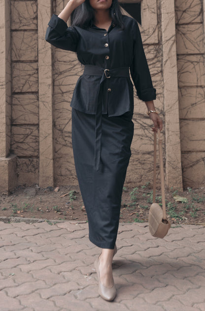 Stealth Black Fitted Skirt