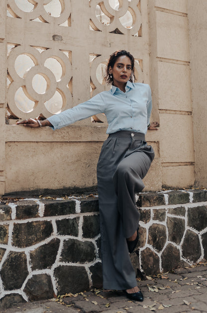 Gunmetal Grey Wide Leg Pants