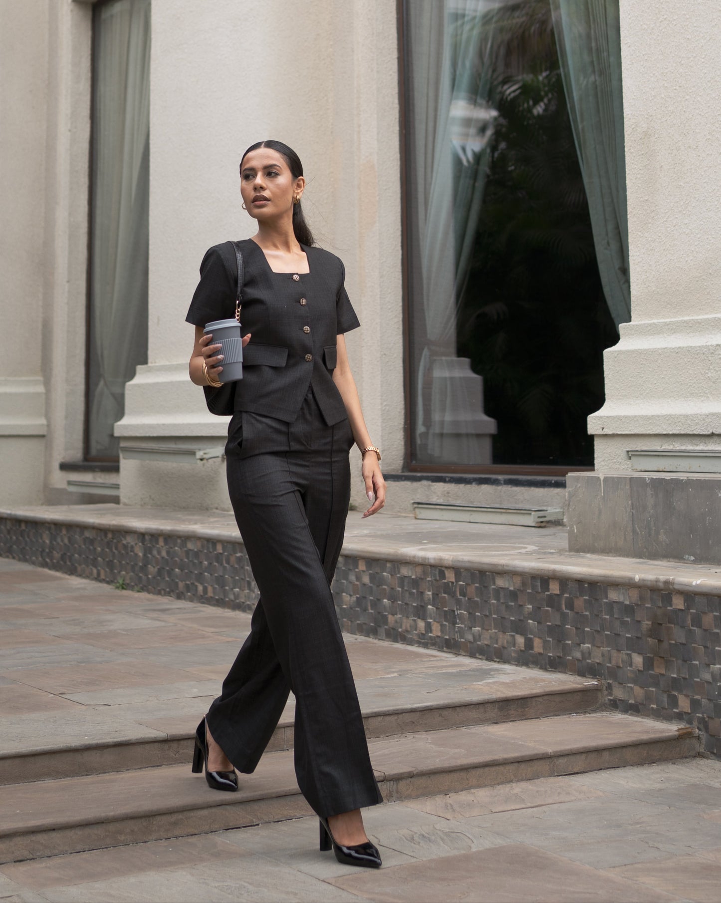 Carbon Black Waistcoat & Pant Set