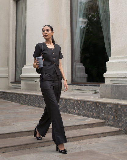 Carbon Black Waistcoat & Pant Set