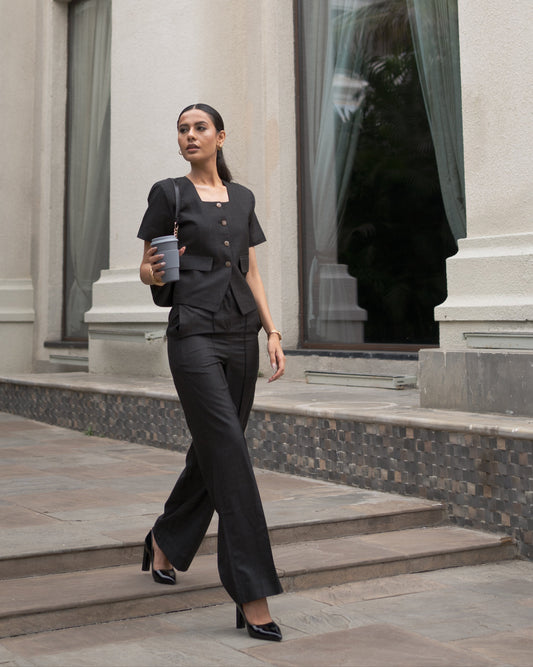 Carbon Black Waistcoat & Pant Set