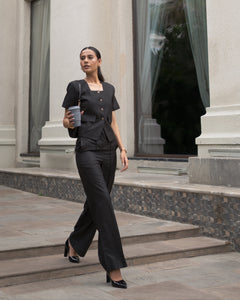 Carbon Black Waistcoat & Pant Set