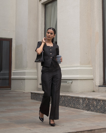 Carbon Black Waistcoat & Pant Set