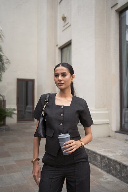 Carbon Black Waistcoat & Pant Set