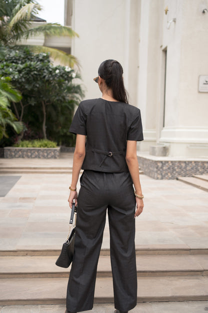 Carbon Black Waistcoat & Pant Set