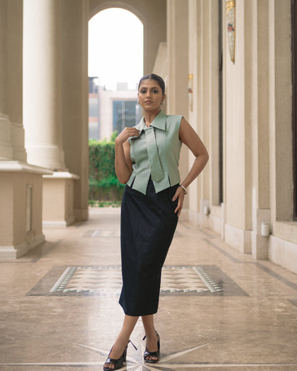 Sage Green Waistcoat with Detachable Tie