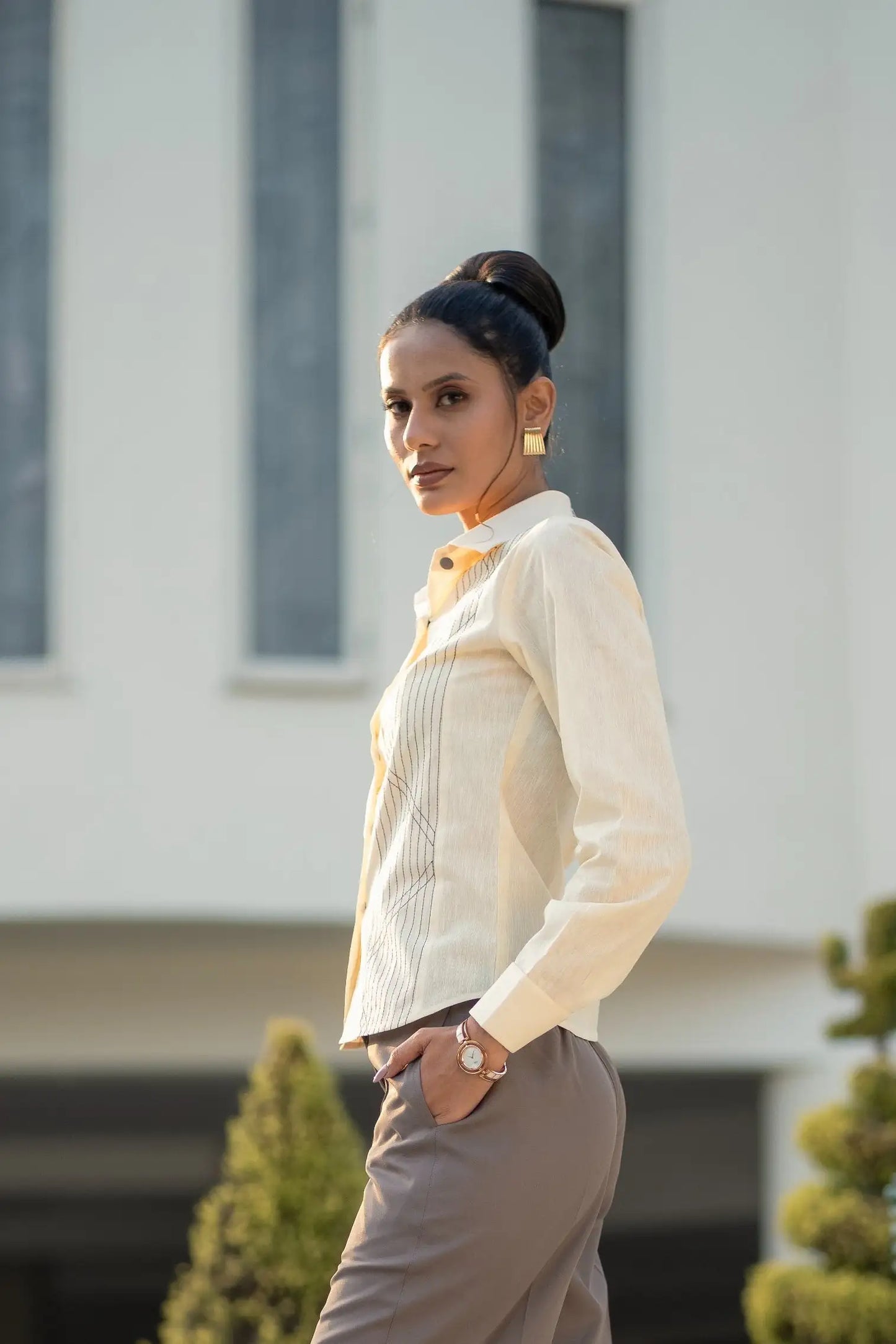 Unbounded Stitch Cream Shirt