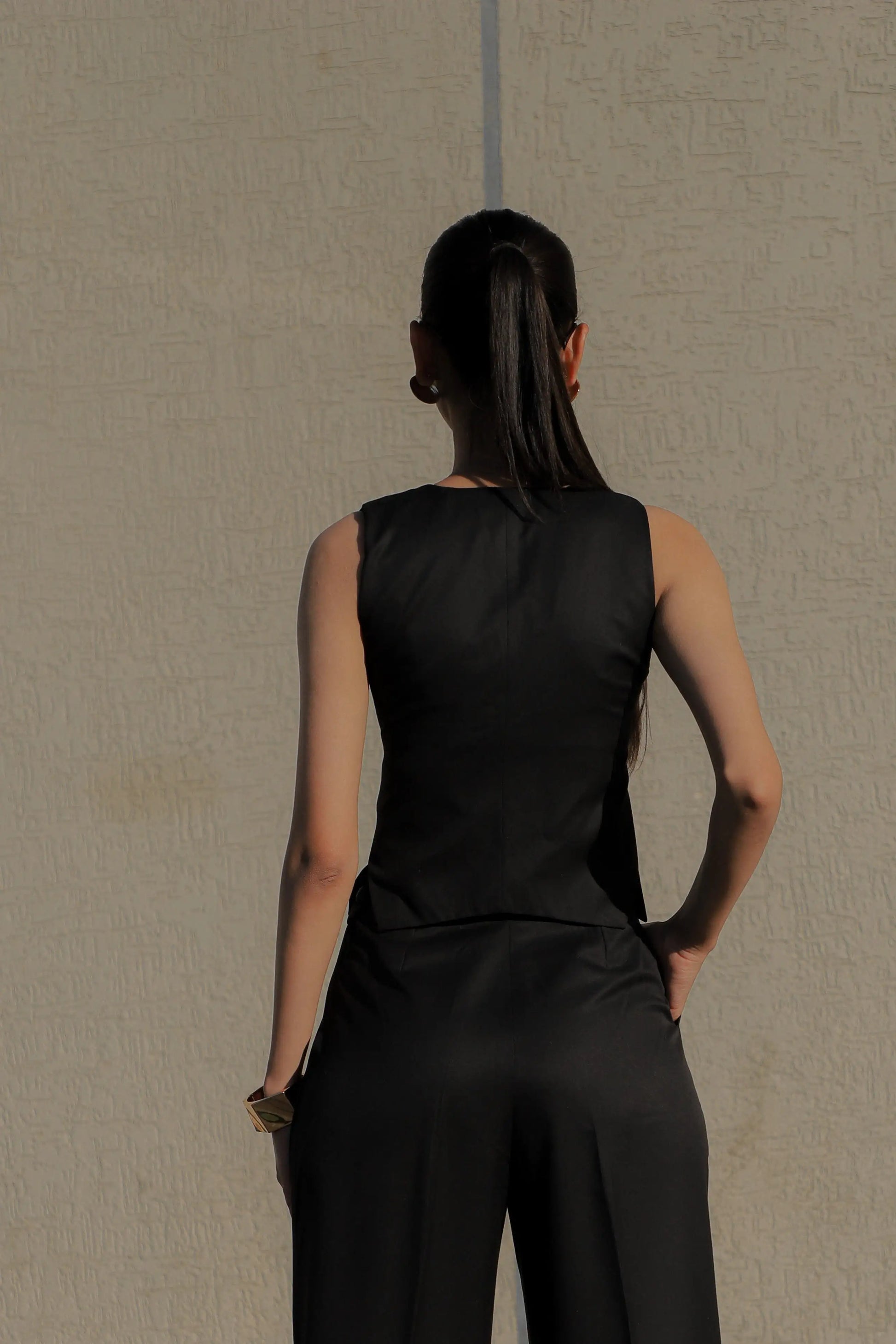 The Final Line Waistcoat detail — formal waistcoat for women, Midweek