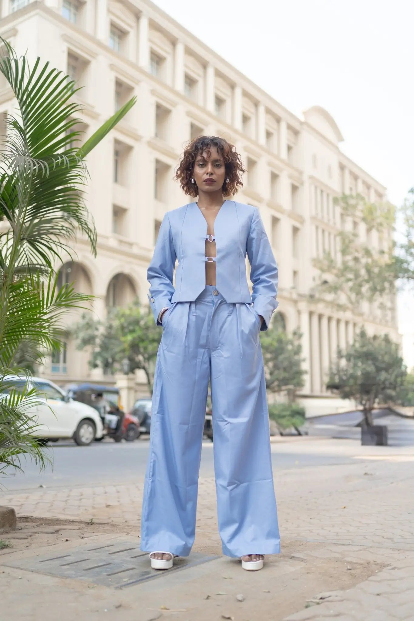 , MidWeek Women's Formal Wear - Workwear Style India, Arctic Sapphire Wide Leg Pants - Midweek - Pants