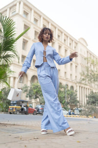 Arctic Sapphire Wide Leg Pants, MidWeek Women's Formal Wear - Workwear Style India, Arctic Sapphire Wide Leg Pants - Midweek - Pants