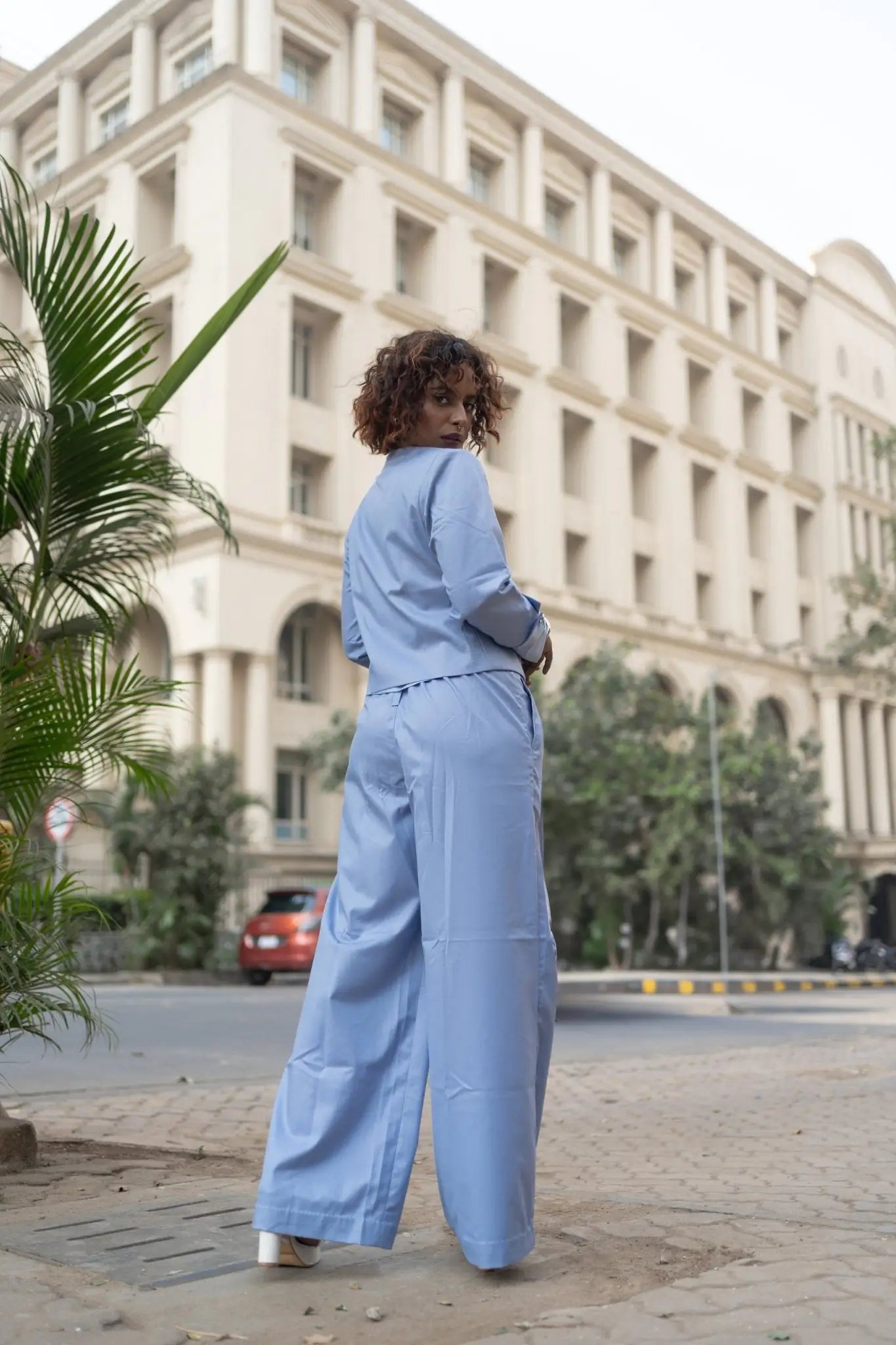 , MidWeek Women's Formal Wear - Workwear Style India, Arctic Sapphire Wide Leg Pants - Midweek - Pants