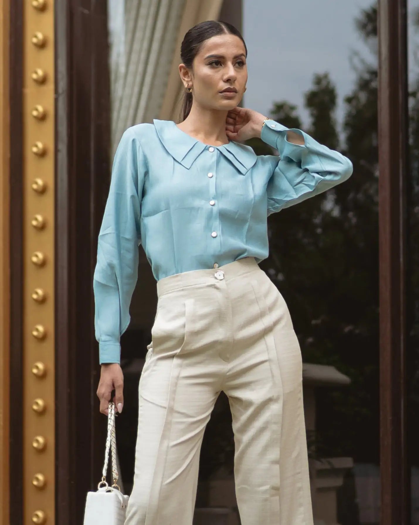 , MidWeek Women's Formal Wear - Workwear Style India, Cool Dew Double Collared Shirt - Midweek - Shirt