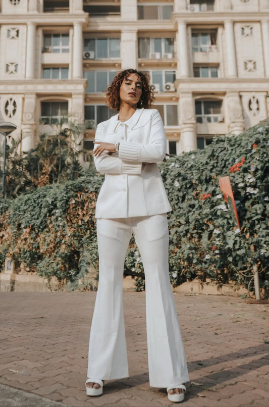 Glacial White Suit, MidWeek Women's Formal Wear - Workwear Style India, Glacial White Suit - Midweek - Suit