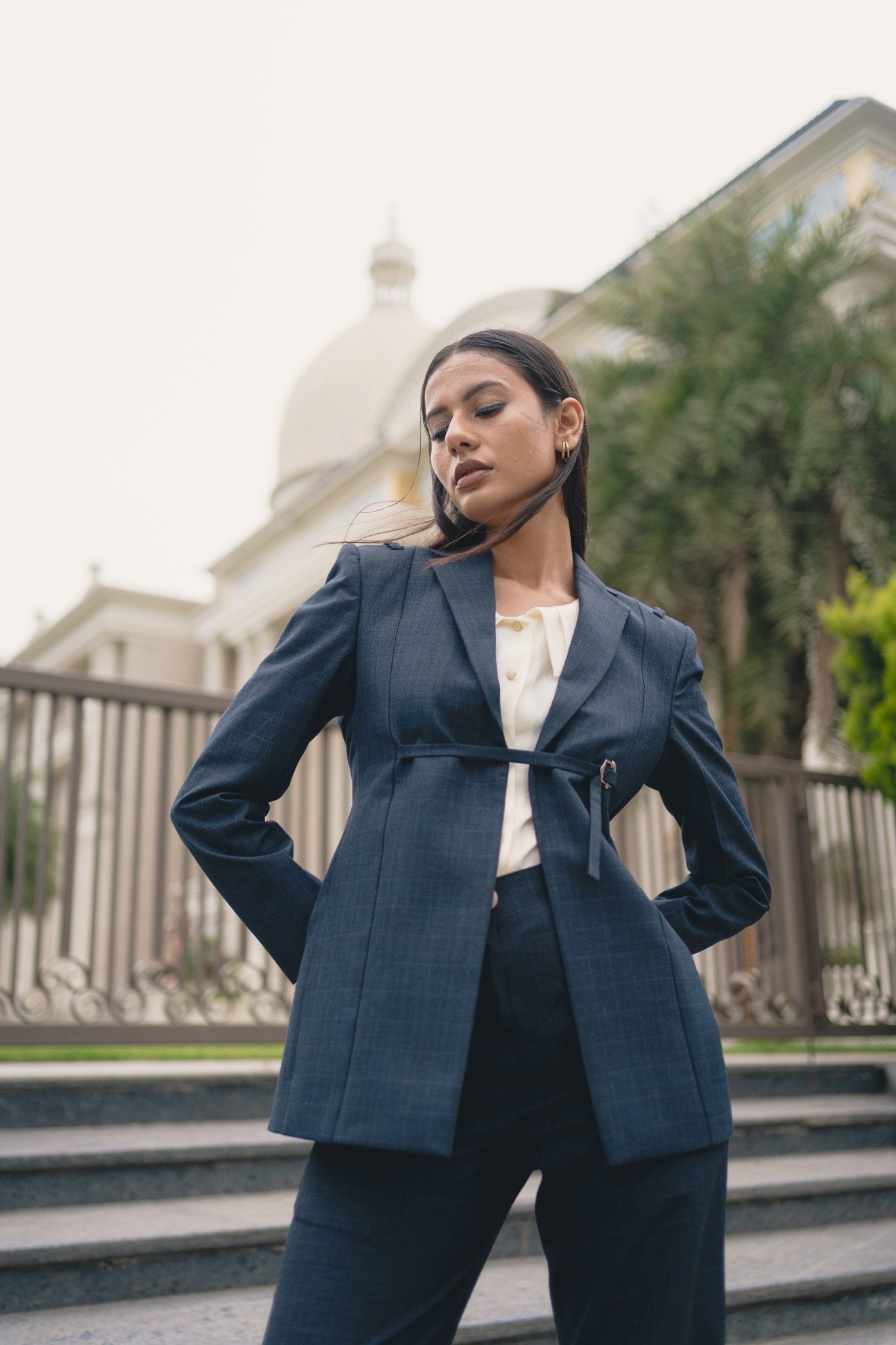 Graphite Blue Blazer, MidWeek Women's Formal Wear - Workwear Style India, Graphite Blue Blazer - Midweek - Blazer