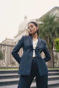 Graphite Blue Blazer, MidWeek Women's Formal Wear - Workwear Style India, Graphite Blue Blazer - Midweek - Blazer