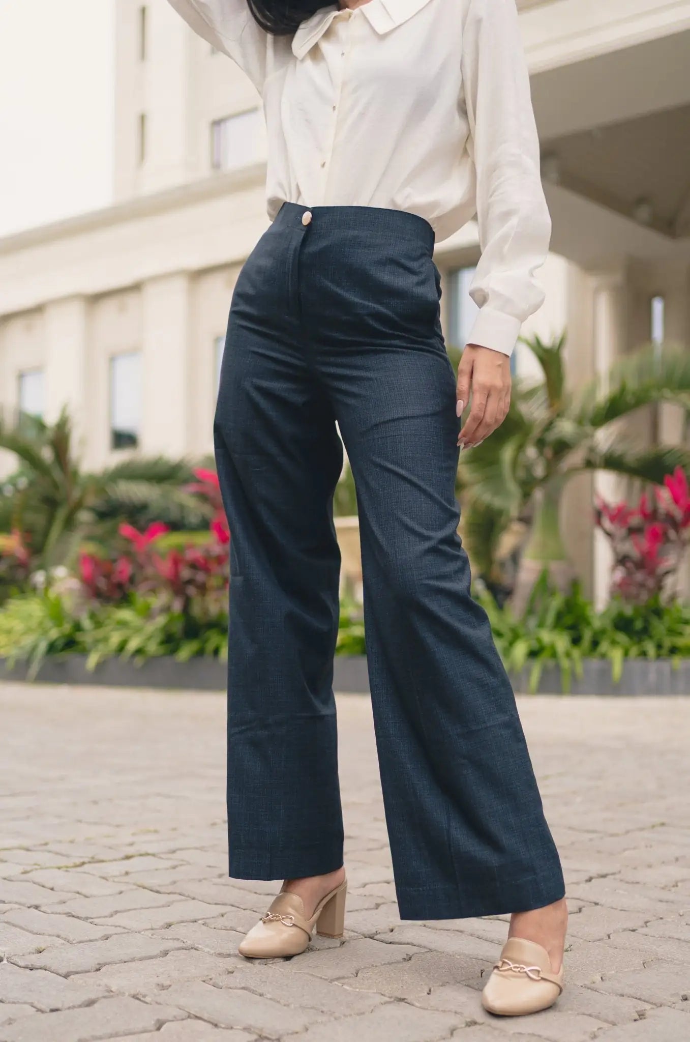 , MidWeek Women's Formal Wear - Workwear Style India, Graphite Blue Pants - Midweek - Pants