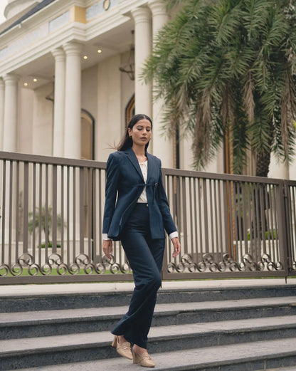 , MidWeek Women's Formal Wear - Workwear Style India, Graphite Blue Suit - Midweek - Suit