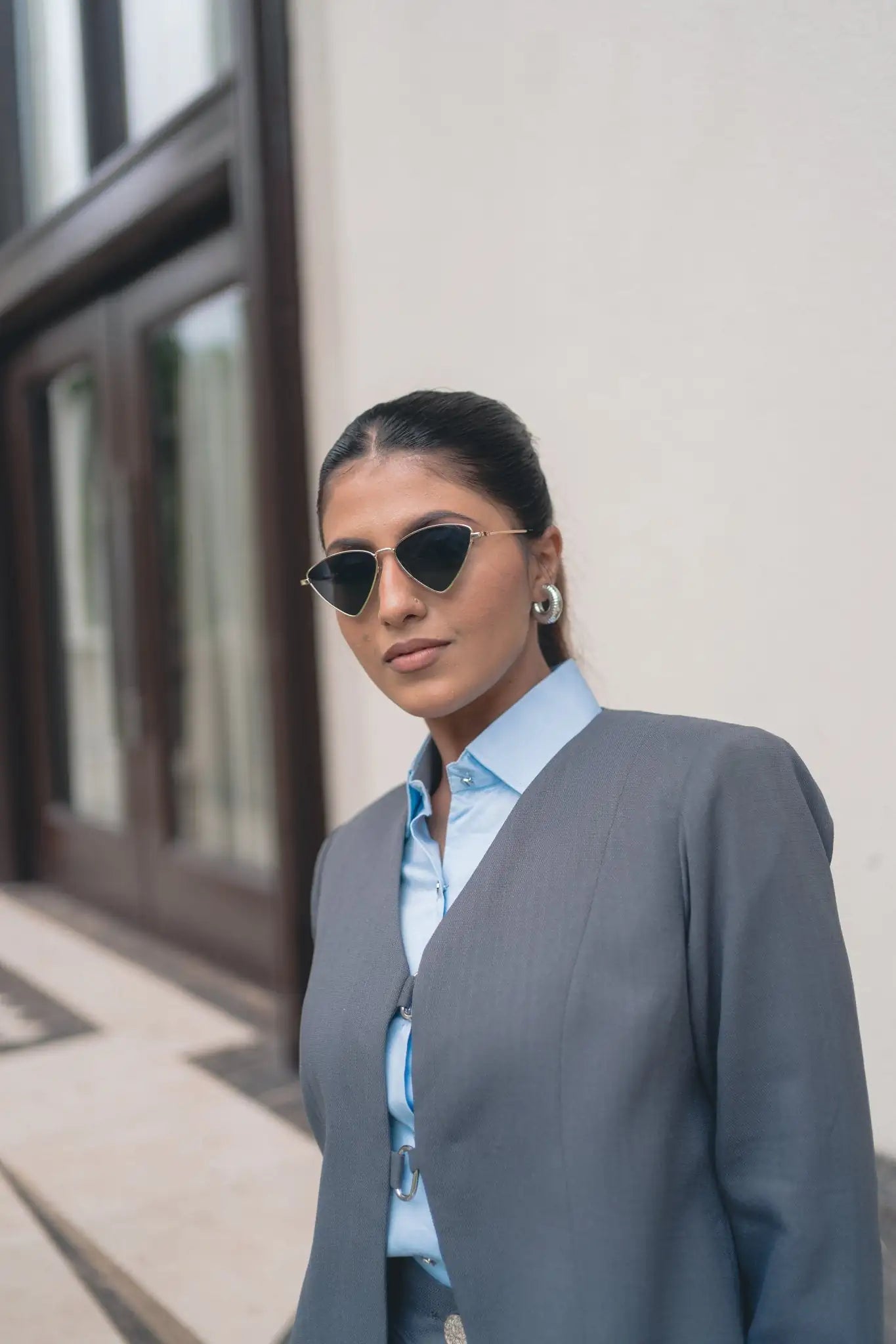 , MidWeek Women's Formal Wear - Workwear Style India, Gunmetal Grey Jacket - Midweek - Jacket