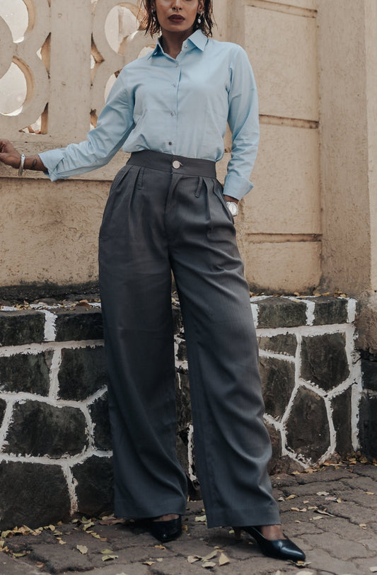 Gunmetal Grey Wide Leg Pants - Midweek - Pants