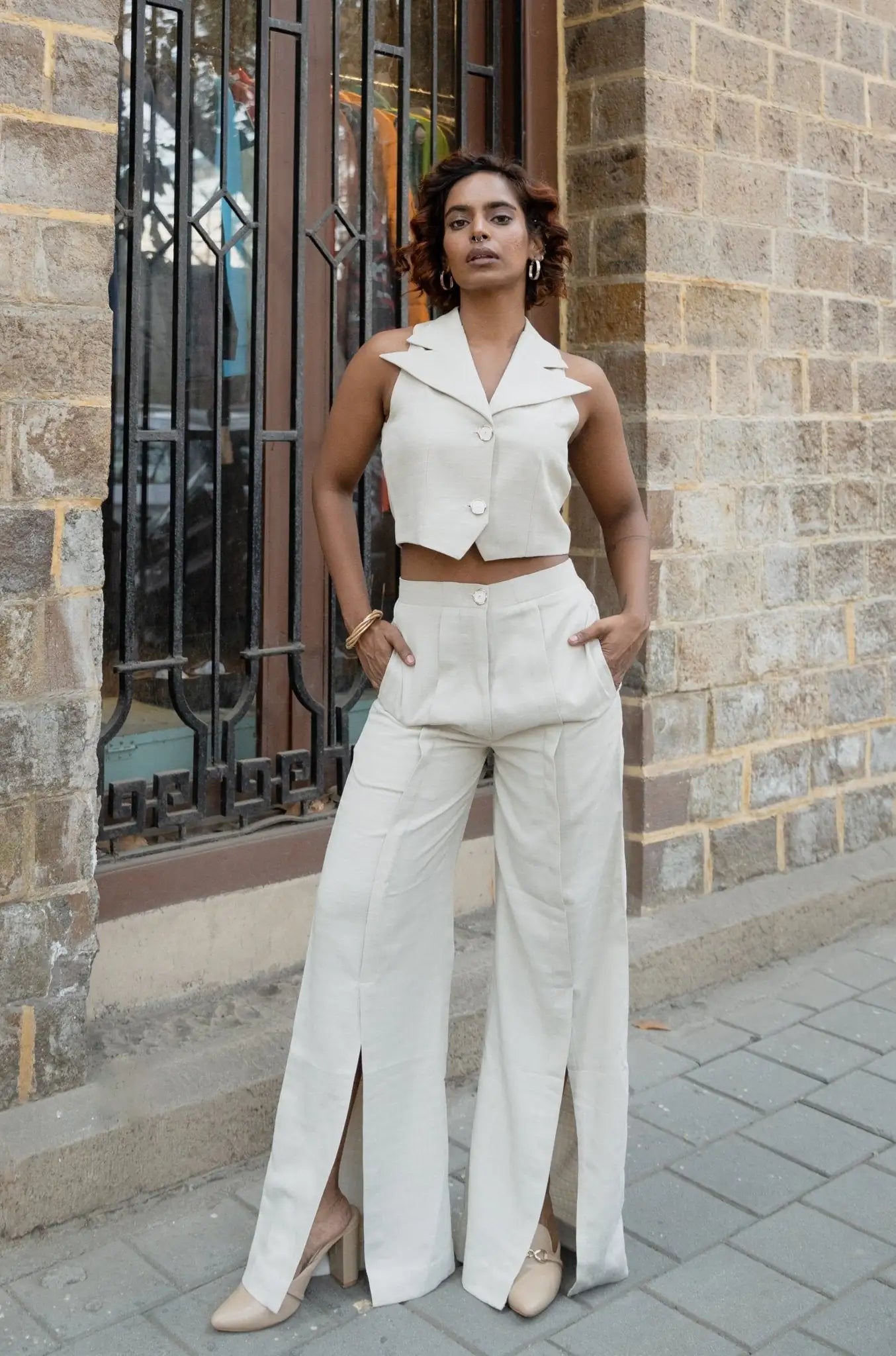 Imperial Ivory Pants, MidWeek Women's Formal Wear - Workwear Style India, Imperial Ivory Pants - Midweek - Pants