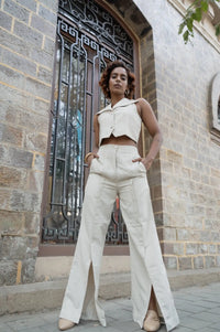 Imperial Ivory Waistcoat & Pants Set, MidWeek Women's Formal Wear - Workwear Style India, Imperial Ivory Waistcoat & Pants Set - Midweek - Set