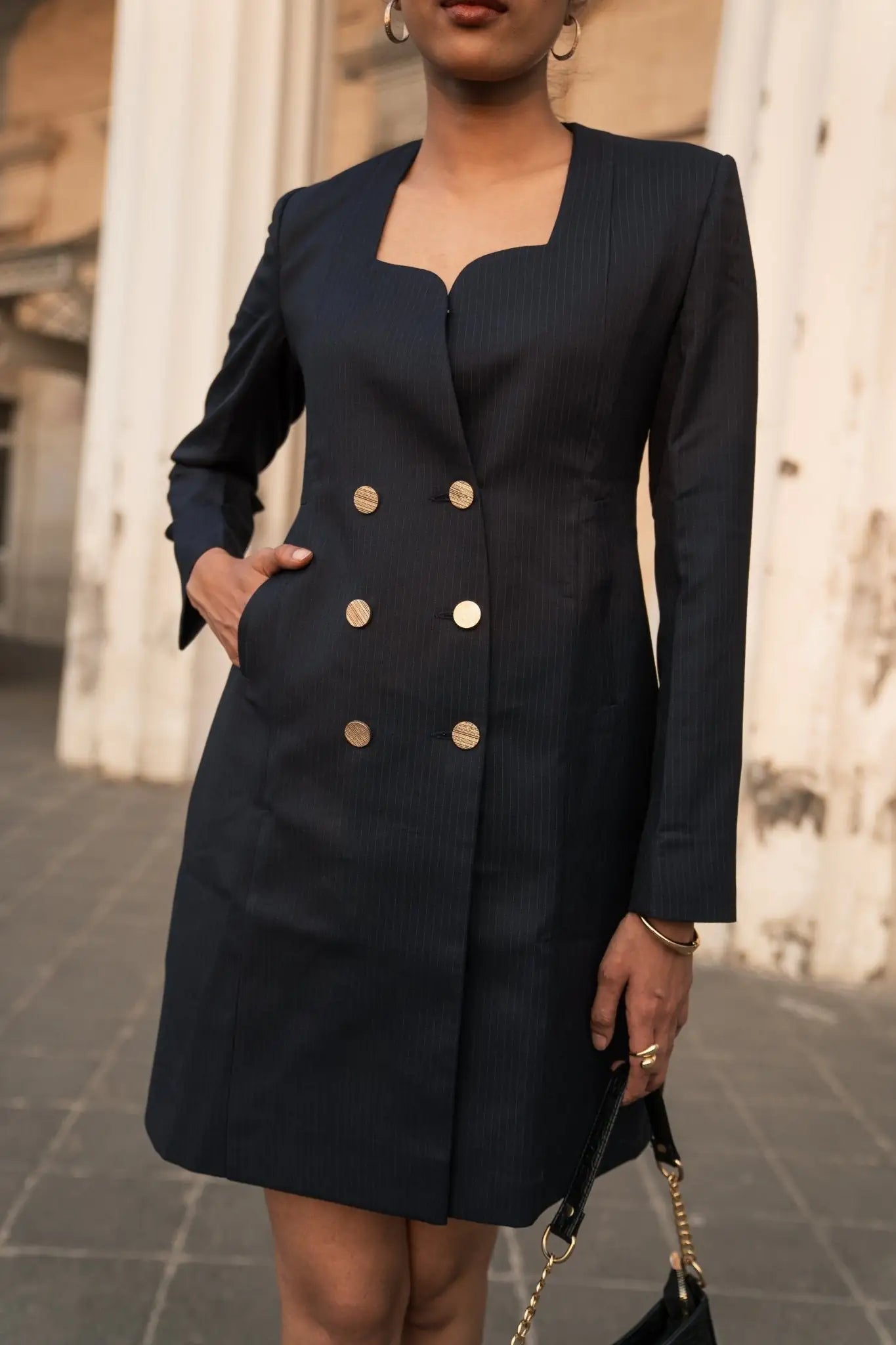 , MidWeek Women's Formal Wear - Workwear Style India, Indigo Grace Blazer Dress - Midweek - Dress