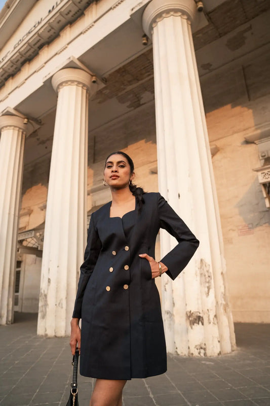 Indigo Grace Blazer Dress, MidWeek Women's Formal Wear - Workwear Style India, Indigo Grace Blazer Dress - Midweek - Dress