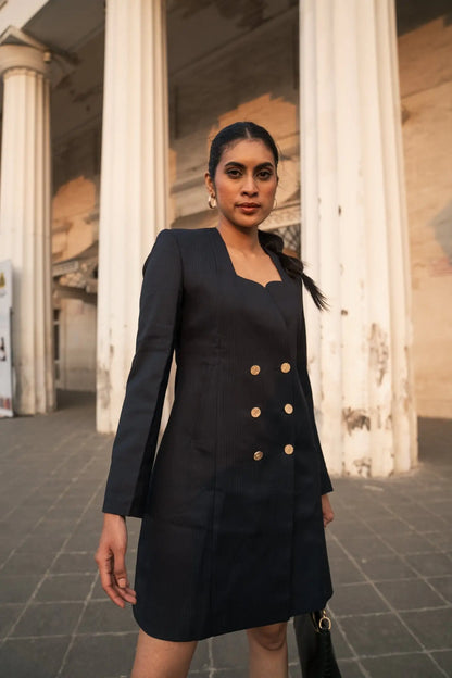 , MidWeek Women's Formal Wear - Workwear Style India, Indigo Grace Blazer Dress - Midweek - Dress
