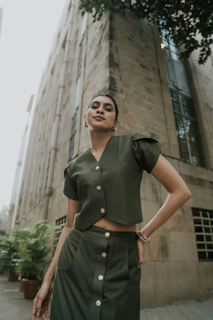 , MidWeek Women's Formal Wear - Workwear Style India, Ironwood Green Waistcoat - Midweek - Waistcoat