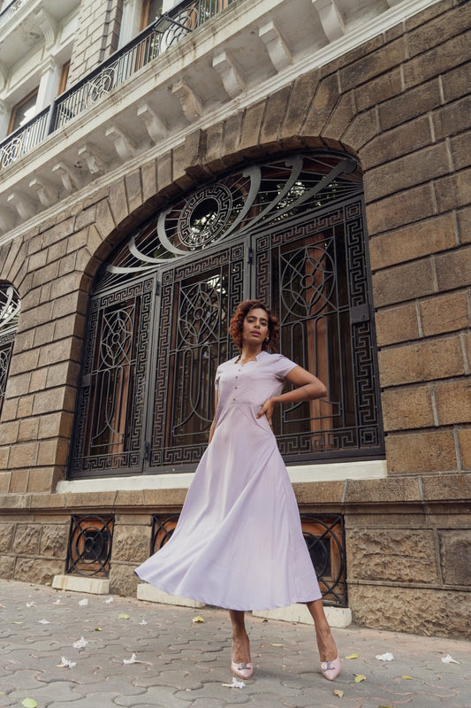 Lavender Panel Detailed Dress - Midweek - Dress